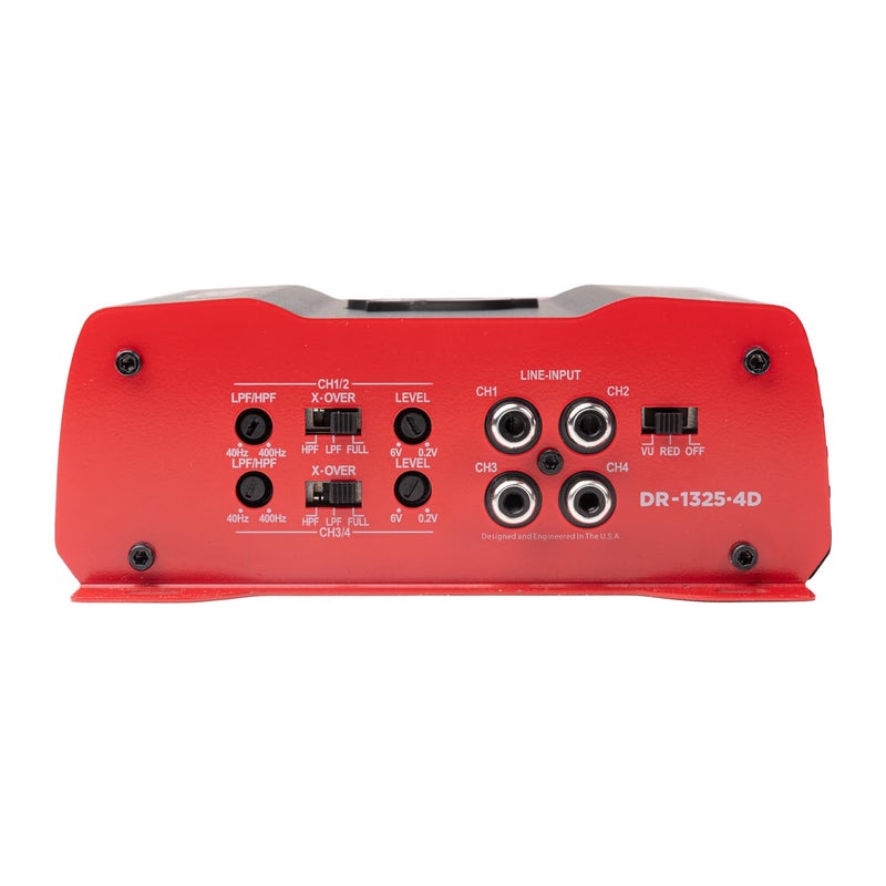 Crunch DR-1325.4D V-Drive 1325W 4-Channel Car Audio Amplifier - Class D, QTD Cooling, LED VU-Meter, Adjustable Crossovers, Multiple Operation Modes - Image 4